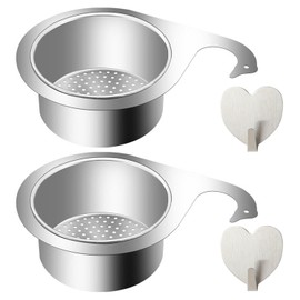 2 Pieces Stainless Steel Drain Basket, 2 Pieces Stainless Steel Heart-Shaped Hooks, Swan-Shaped Drain Basket, Multifunctional Drain Basket, Kitchen Strainer, No-Punch Hanging Strainer Basket