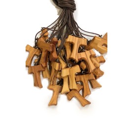 IL SOLE Rope 3 cm 20 pieces olive wood, cross of Saint Francis of Assisi with the 3 Franciscan knots with 1 quality certificate made near Assisi, Wood