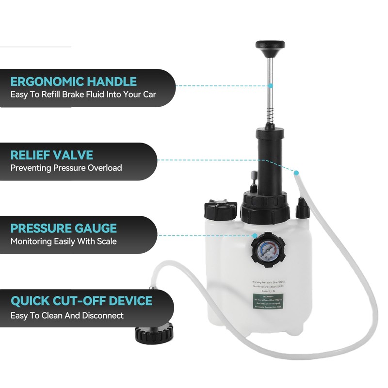 IMSTMTER 3L Manual Brake Bleeder Kit with Vacuum Pump -
