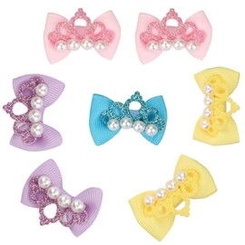 NA 20 Pcs Pet Crown Decoration Pet Hair Bows Pet Rubber Bands Crown Hair Bowknot for Dog Cat Decoration