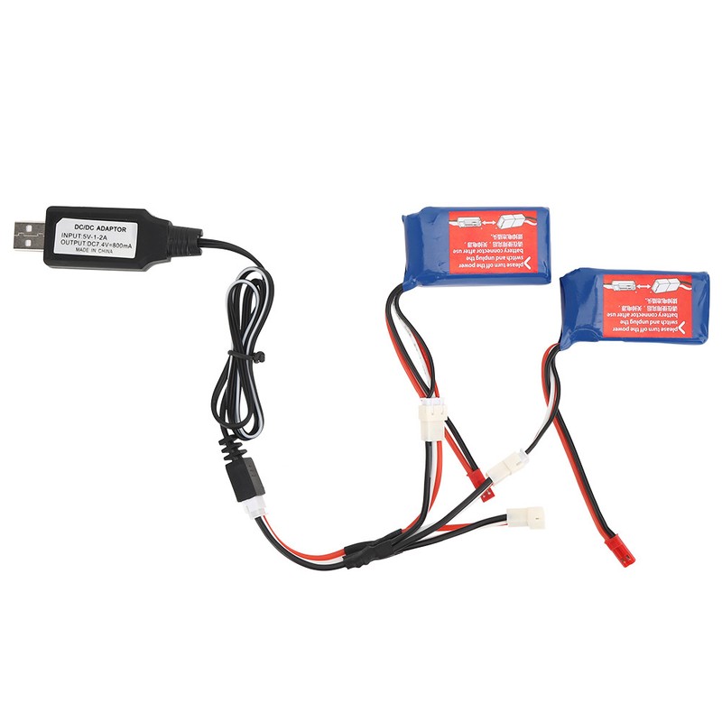 2Pcs 7.4V 1100mAh Lithium Battery with USB Cable Fit for