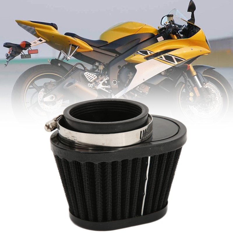 51mm/2in Motorcycle Air Filter ClampOn Dustproof Rubber Black Replacement for