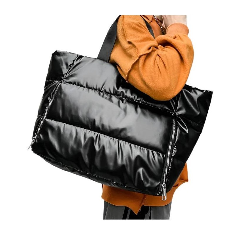 Large Puffer Duffle Bag - Color: Silver