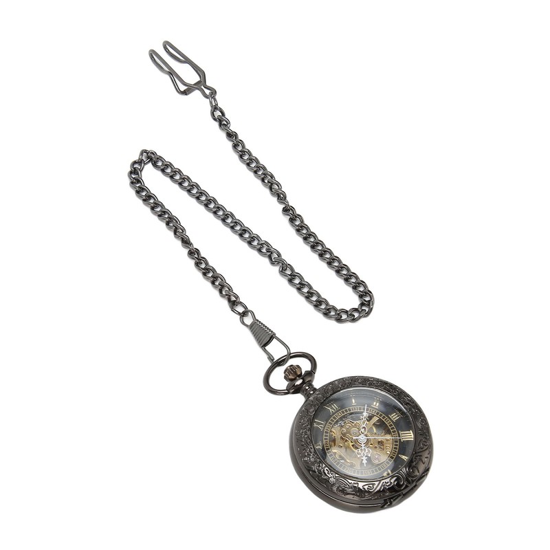 Mechanical Pocket Watch Vintage Double Case Watch Hand Wind Skeleton
