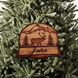 Customized Elk with your name - Cedar Ornament