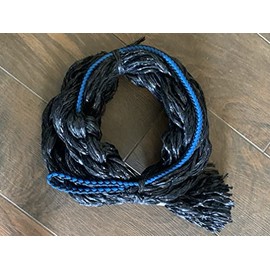EPT Bull Ropes Adult Saddle Bronc Rein Extra Soft Blue & Black Cord on Black Poly 6'