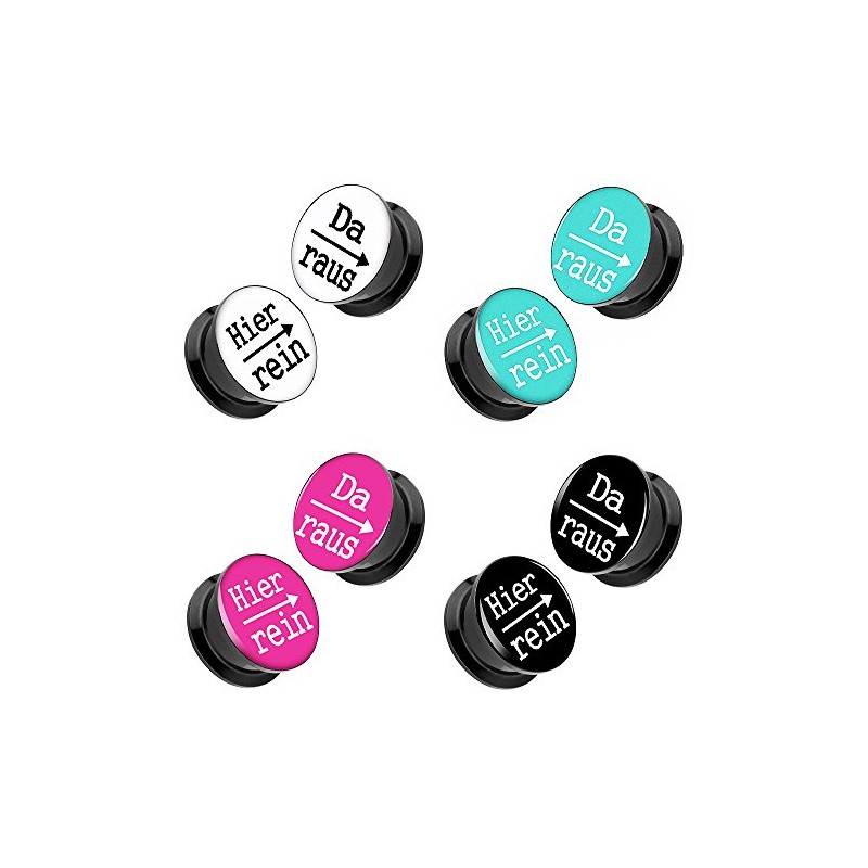 Piersando Ear Plug Piercing Plastic with "Hier rein Da Raus
