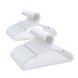 ABHENG Plastic Baby Hangers, Pack of 100, Ultra Slim Closet Hangers, Non-Slip, Space-Saving, Sturdy, 11" W x 6.1" H (for Children Aged 0-6 Years), White, UAPY06100W