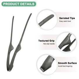 M METERXITY 5 Pcs Korean and Japanese BBQ Tongs 9.5 Inch Barbecue Tongs 430 Stainless Steel Kitchen Self-Standing Grill Non-Slip for Grill/Salad/Camping/Cooking [Black]