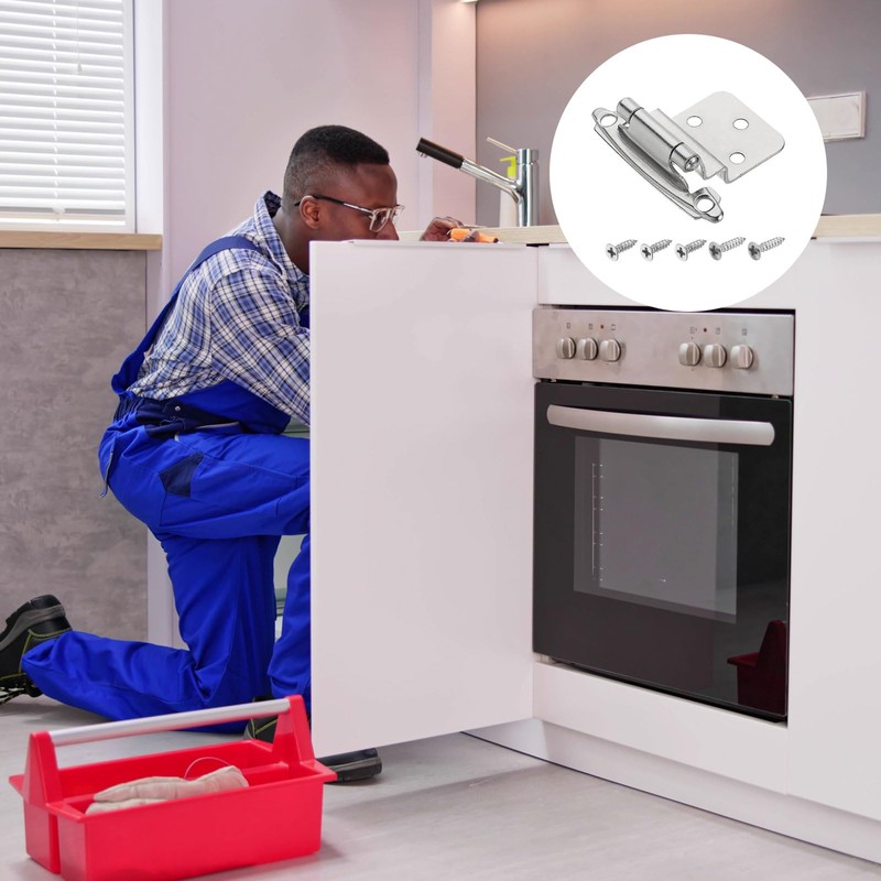 sourcing map 3/8" Cabinet Kitchen Inset Hinges, 12Pcs Self Closing