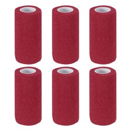 PATIKIL 4" x 177" Self Adhesive Bandage Wrap, 6 Pcs Elastic Self Breathable Self Adherent Wrap Tape for Stretch Athletic Sports Wrist Ankle Outdoor Tape, Wine Red