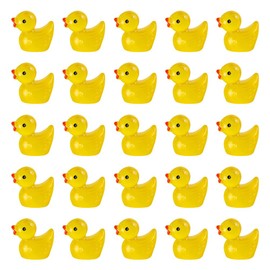 100 Pcs Duck Miniature Figures Small Plastic Ducks Yellow Cute Mini Ducks Little Resin Ducks Micro Garden Ducks Dollhouse Duck Ornaments for Decoration