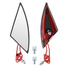 INFINAUTO Motorcycle Rear View Mirrors Bar End Side Mirrors Mount Aluminum Alloy Plastic Red Adjustable M8/M10 Triangle Shape