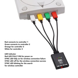 BT Wireless Handle Converter Controller Adapter for Dreamcast Console, 4 Player BT Controller Converter, Easy Plug and Play