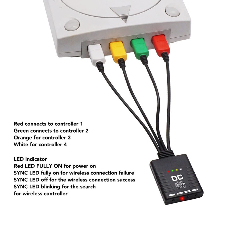 BT Wireless Handle Converter Controller Adapter for Dreamcast Console, 4