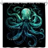 Octopus Shower Curtain Green Octopus Tentacles Ocean Vintage Sea Wildlife