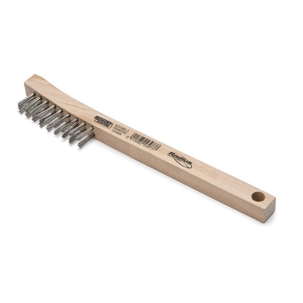 Lincoln Electric Stainless Steel Wire Brush - 2 x 9 Bristle Rows - 8.75" Length - Curved Handle - K3180-1