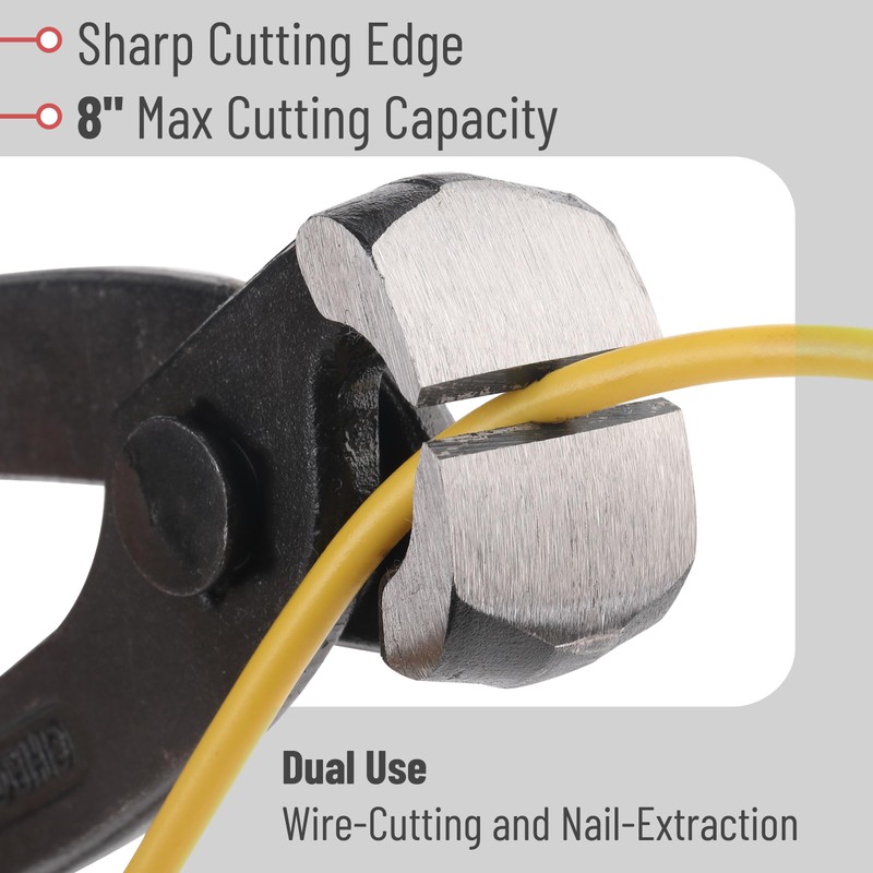 Bates Nail Puller - Red, 8-Inch, End Cutting Pliers, Carpenter