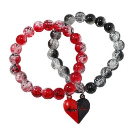 VYIBPDY 1 Pair Couple Bracelets Partner Bracelet Couples Pearl Bracelet Men Women Bangle for Dating Gift for Men Women Creative, M, Zinc