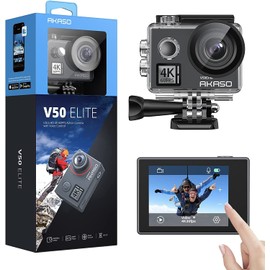 AKASO V50 Elite 4K 60fps Action Camera Voice Control Vlog Sports Camera with Touch Screen 131ft Waterproof DV Camcorder with Accessories Kit