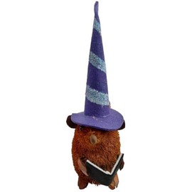 OnHoliday Sisal Magic Mouse Witch Wizard Sorcerer Magician with Spellbook Tome in Purple Hat Hanging Christmas Tree Ornament