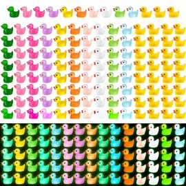 200 PCS Mini Ducks Mini Ducks 200 pack，Glow in the Dark Ducks Mini Resin Ducks for Aquariums,Dollhouse Ornament,Christmas Birthday Party