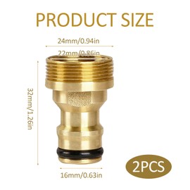 Pack of 2 Universal Tap Connector for Mixer Tap, Garden Hose Adapter, Brass Hose Connection Adapter, Quick Coupling Garden Hose Connector for Home Yard (Golden)