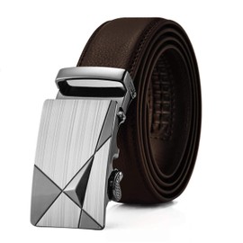 Vedicci Cinturon para hombre de piel genuina con sistema de cierre automático. Cinturones hombre para uso casual y formal. Cinto hombre Unitalla. Belt Men. Prizma (Café, S/M)