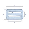 Stainless Steel Webbing Buckle 3 Bar Rectangular 50MM