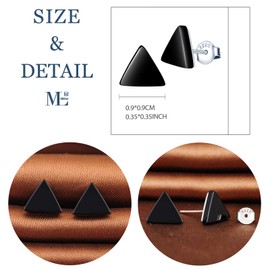 MicLee Women's Stud Earrings 925 Sterling Silver Simple Black Onyx Geometric Pattern Earrings with Gift Bag Super Christmas Gift, Silver