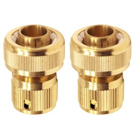 Tesmotor Brass Hose Connector Hose End Quick Connector for 3/4-inch Graden Hose Pipe-Garden Hose Expandable Stretch Fittings Tap Adaptors Connectors 2Pack
