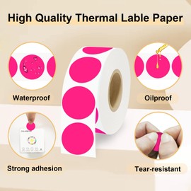 PALAIBEIQI 1 Inch Round Thermal Sticker Labels,Color Dot Stickers,Label Stickers,Waterproof,Oil Proof,for Thermal Printers,DIY,Office,Retail,Home and Warehouse Organization(Fluorescent Pink,1000 Pcs)