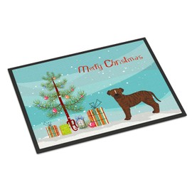 Caroline's Treasures CK3809JMAT Bullboxer Christmas Tree Doormat 24x36 Front Door Mat Indoor Outdoor Rugs for Entryway, Non Slip Washable Low Pile, 24H X 36W