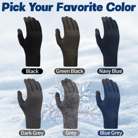 zowya Touch Screen Knitted Gloves 2-Pairs, Winter Warm Gloves For Men, Suitable For Outdoor Sports Daily Use(Green,L)