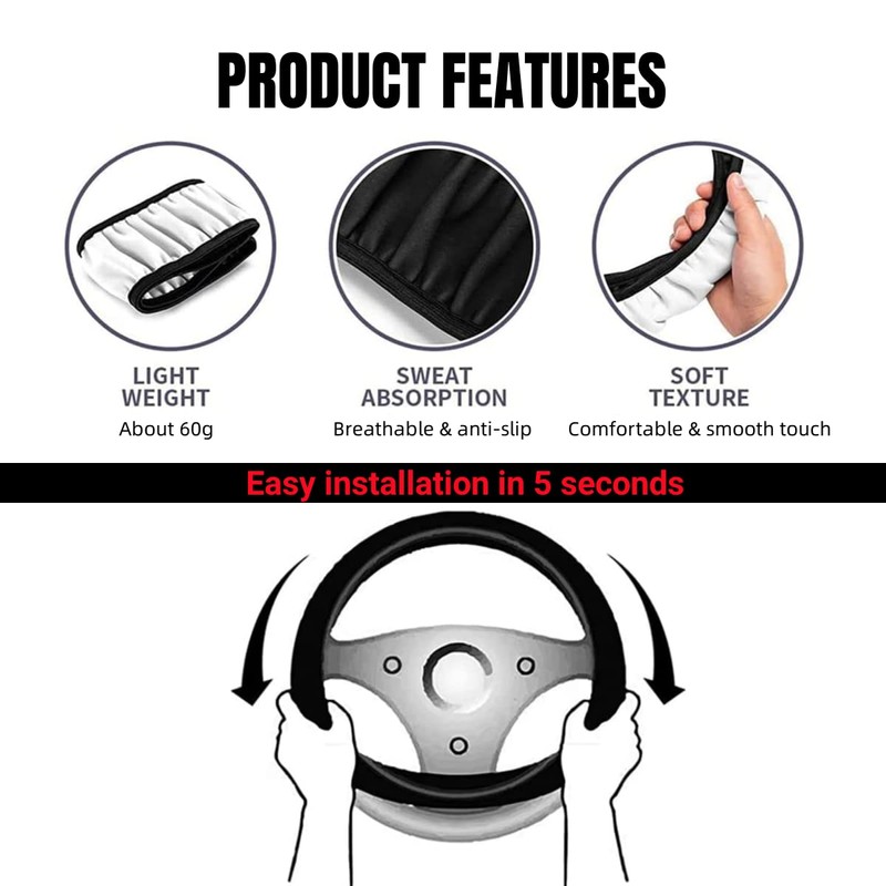 Leather Steering Wheel Cover Compatible with Toyota Tacoma 4Runner Tundra