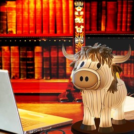Rehenbsem Cow Table Lamp Farmhouse Cow Night Light, Cute Animal Table Lamp, Animal Night Light with USB A C Ports Resin Cow Bedside, Cow Shape Nightstand Lamps for Bedroom, Office, Home