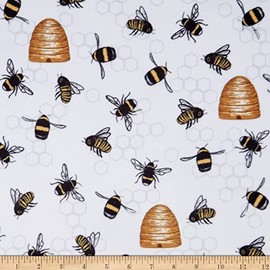 Shannon Minky Digital Cuddle Bees Knees Golden, Fabric by The Yard