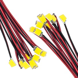 DiCUNO Pack of 20 Pre-Wired SMD Micro LED Diodes, 0805 Soldered Mini LED Light Emitting Diode with 16 cm Micro Strands for DIY, Model Making, Model Layout, Decor, 20 mA, Colour: Warm White