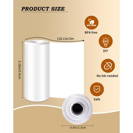 HERSAUL Mini Printer Sticker Paper, 10 Rolls Thermal Printer Stickers Paper 57 X 25mm, Printable StickerPaper for Mini Printer Papers and Most Instant Print Cameras, White(5+5)