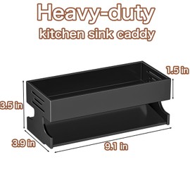 Sponge Holder for Kitchen Sink, Heavy-Duty Sink Caddy Organizer, Kitchen Countertop Organizers and Storage, Rustproof Sponge Drain Rack for Soap Dispenser New Home Essentials and Gadgets (Gray)