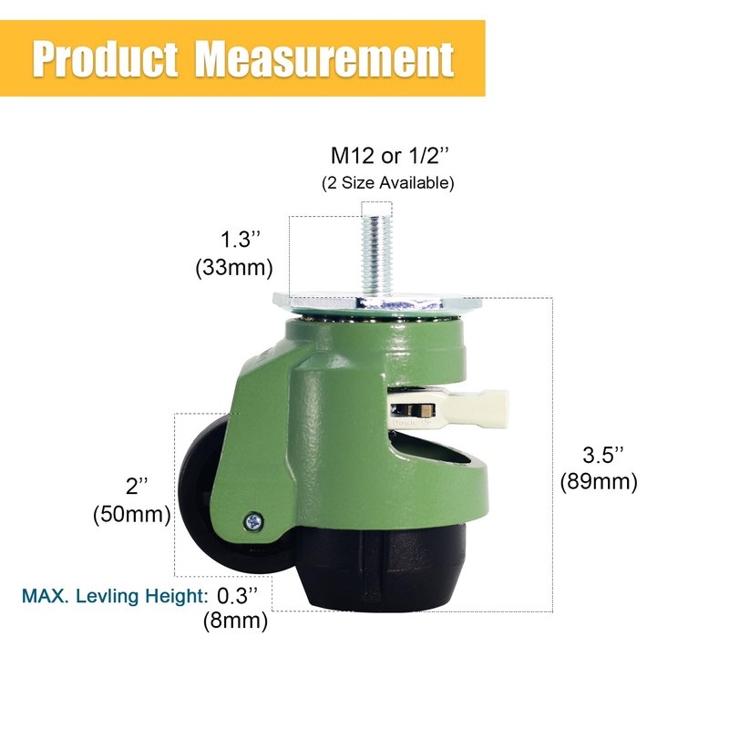 Stem Leveling Casters Wheel with Ratchet Handle Set of 4