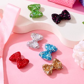 FASHEWELRY Rhinestone Bow Focal Beads for Pens, 6pcs Large Bowknot Beads Glitter Bow Tie Crystal Rhinestone Clay Beads for Necklace Bracelet Beadable Pens Jewelry Making