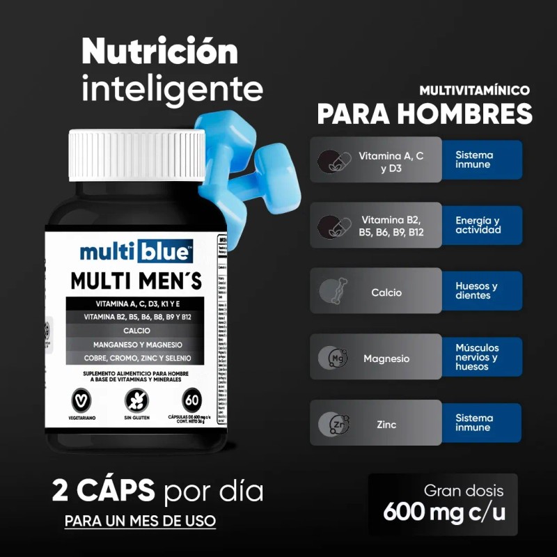 Multiblue Mens Essential: Omega + Magnesio + Vitaminas