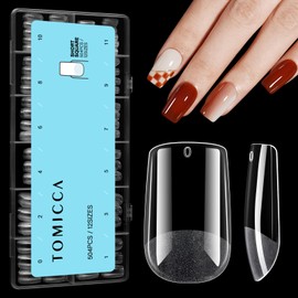 TOMICCA Square Pack of 504 Artificial Nail Tips, Gel Tips for Gel Nails, Nail Tips, False Nail French, Short Tips for Nails, Full Cover Nail Tips for Nail Salons and DIY Nail Art, 12 Sizes