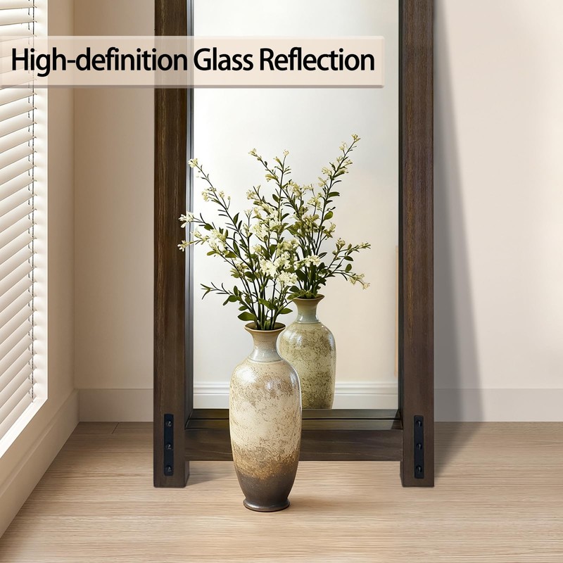 Full Length Mirror with Wood Frame ，60" x 21" Standing