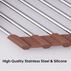 Tomorotec Triangle Roll Up Dish Drainer Corner Small Foldable Stainless Steel Over Sink Multipurpose Kitchen Drainer Caddy Trivet Rustproof Space Saving Shelf