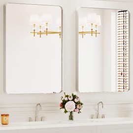 Bathroom Mirrors for Over Sink,2Pcs 24x36Inch Vanity Mirrors for Wall,Silver Metal Frame Rectangle Mirrors for Bathroom, Farmhouse,Restroom,Hangs Horizontally or Vertically