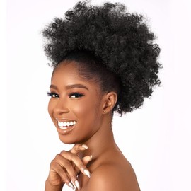 HANYUDIE Drawstring Ponytail Afro Puff Ponytail for Black Women Synthetic Short Afro Kinkys Curly Afro Bun Extension Hairpieces