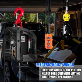 FITHOIST 660LBS Electric Hoist Winch 3-in-1 w/ 39ft Steel Cable | Portable with Manual, Wired & Wireless Remote Control | 16ft/min Vertical & Horizontal Lift | Overload Protection for Towing Lifting