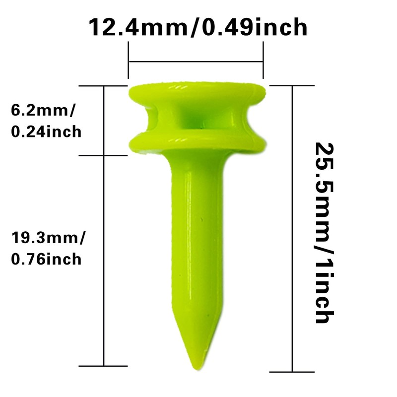 SZXMDKH Golf Tees Plastic, 25MM Small Green Golf Tees (100